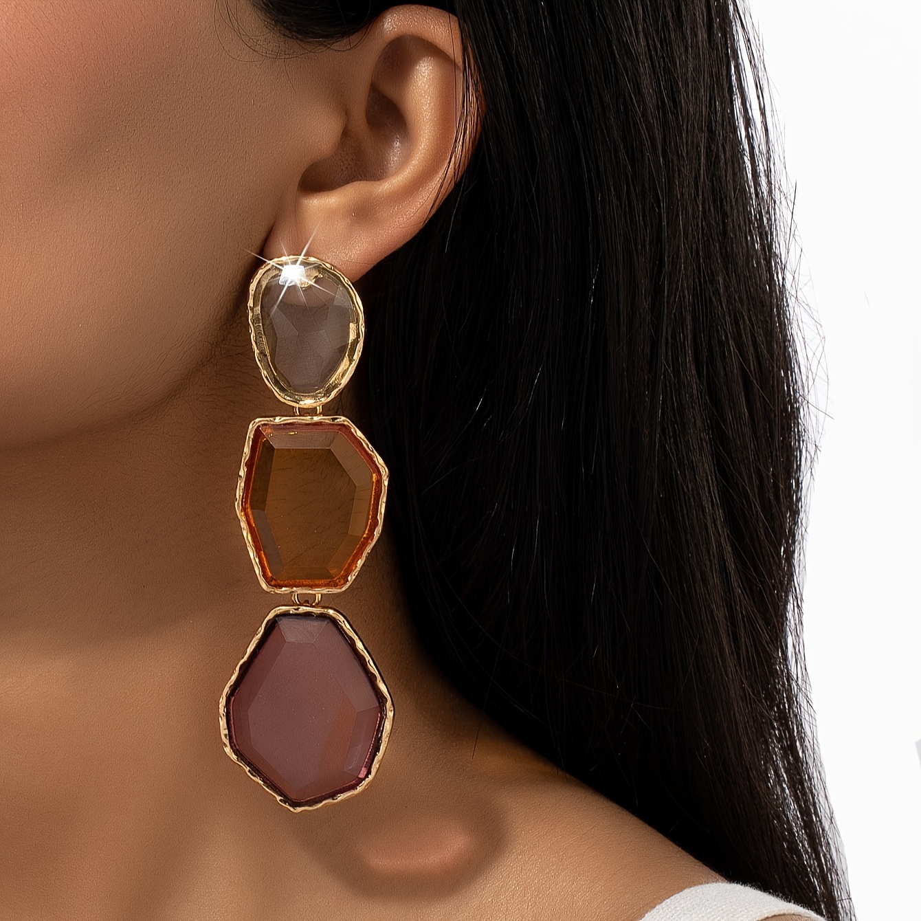 18K Gold Plated Drop Earrings Exaggerated Style Statement Jewelry